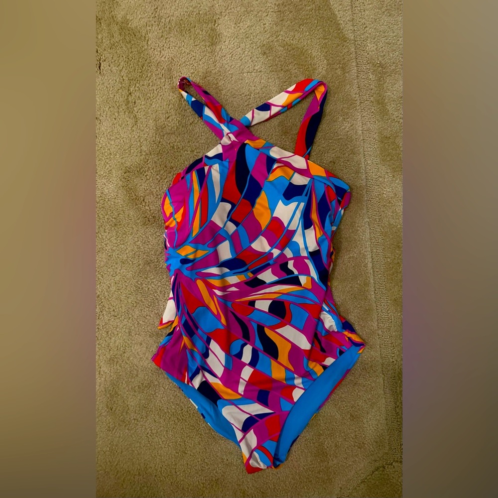 Trina Turk Women’s Rio Reversible Colorful Halter Neck 2 in 1 One Piece Swimsuit